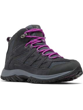 Columbia Women's Waterproof Hiking Boot in Charcoal with Purple Laces